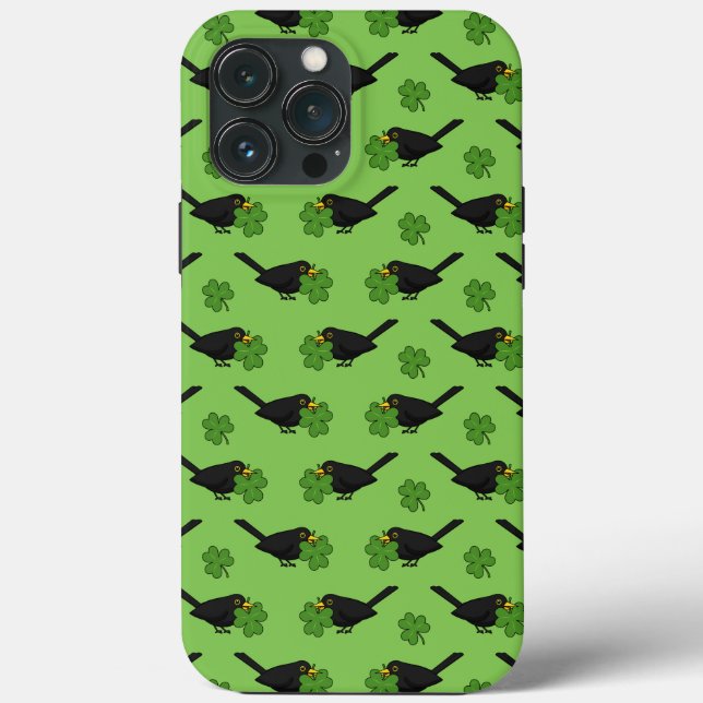 Coques Case-Mate iPhone Cute Blackbird avec Shamrock Clover Carton (Verso)