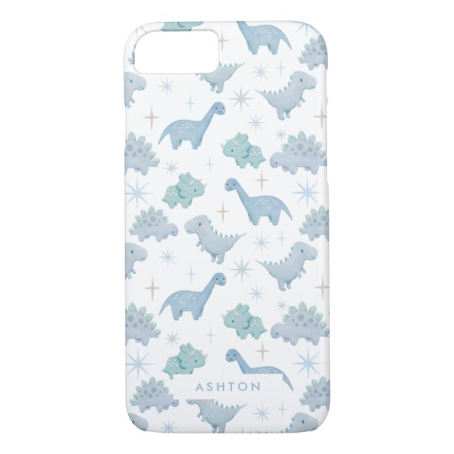 Coques Case-Mate iPhone Cute Blue Dinosaur Motifs garçons (Dos)