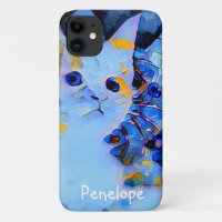 Cute Blue Impressionniste Kitten Art avec votre no