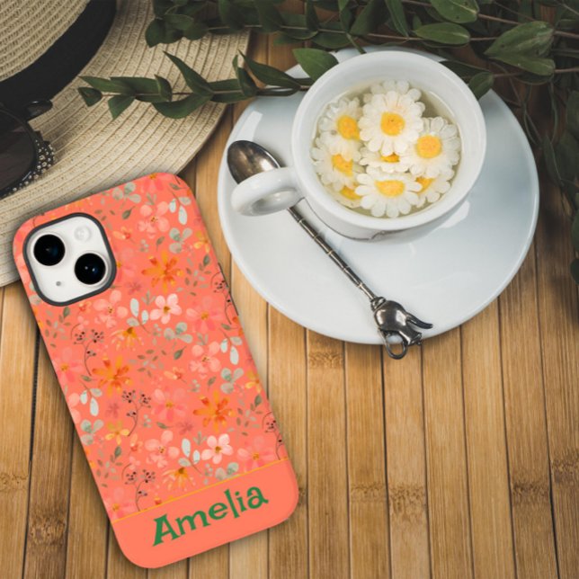 Coques Case-Mate iPhone Cute boho jardin rose orange nom du motif (Créateur téléchargé)
