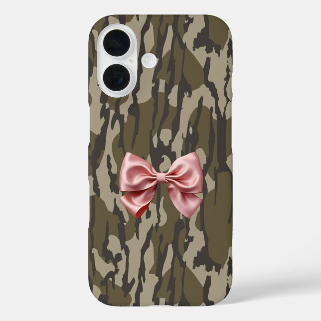 Coques Case-Mate iPhone Cute Bottomland Camo esthétique Pink Ribbon Bow (Verso)