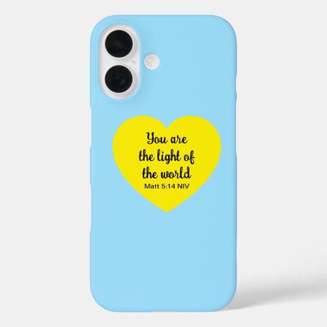 Coques Case-Mate iPhone Cute Bright Yellow Heart Lumière du monde Bleu (Verso)