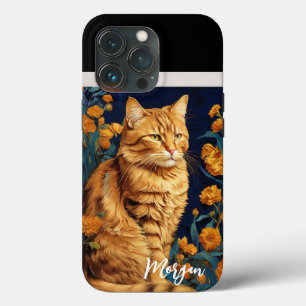 Case-Mate iPhone Case Cute Brown Chat Fleurs Jaunes Portrait Van Gogh