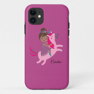 Case-Mate iPhone Case Cute Brunette Haired Girl équitation sur une licor
