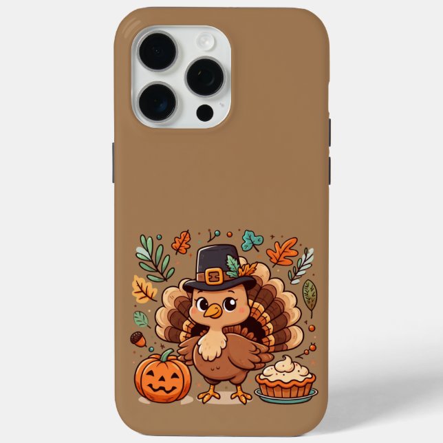 Coques Case-Mate iPhone Cute caricature Thanksgiving dinde et citrouille (Verso)