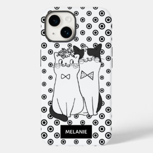 Coque Case-Mate iPhone Cute Cat Couple Noir et Blanc Points Personnalisés