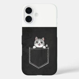Coque Pour iPhone 16 Cute Cat dans la conception de poche pour Amoureux