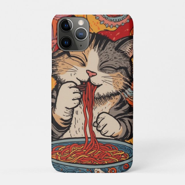 Coques Case-Mate iPhone Cute Cat Eating Ramen (Dos)