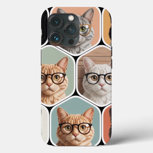 Coques Case-Mate iPhone Cute Cat Faces with Glasses  (Verso)