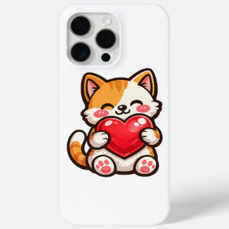 Coque Case-Mate iPhone Cute Cat Heart – Kawaii Cat Hugging Red Heart, Cut