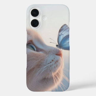 Cute Chat avec Butterfly iPhone 16 Coques
