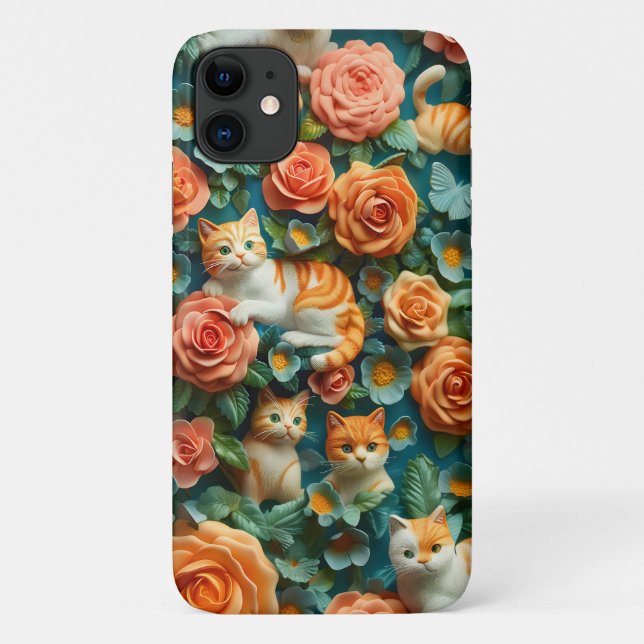 Coques Case-Mate iPhone Cute Chats et Fleurs Design (Dos)