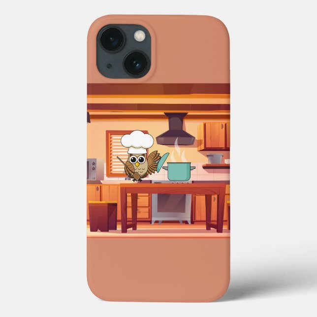 Coques Case-Mate iPhone Cute Chef Owl Cuisine en cuisine (Verso)