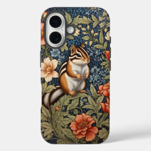 Coque Pour iPhone 16 Cute Chipmunk William Morris Inspiré Floral