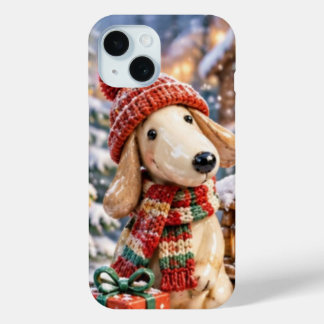 Coque Case-Mate iPhone Cute Christmas Puppy Dog in Winter Knit Hat