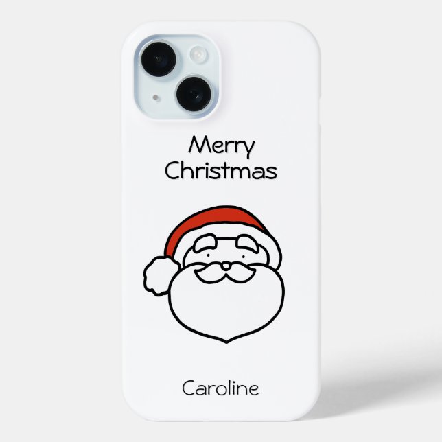 Coques Case-Mate iPhone Cute Christmas Santa Line Drawing with Red Hat (Verso)