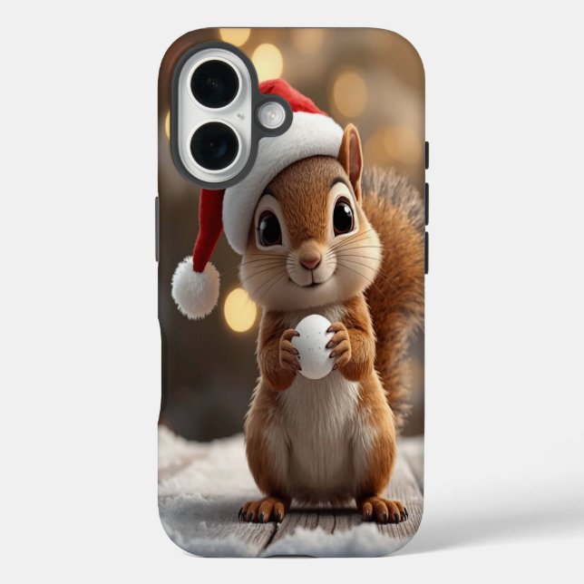 Coques Case-Mate iPhone Cute Christmas Squirrel iPhone 16 Case (Verso)