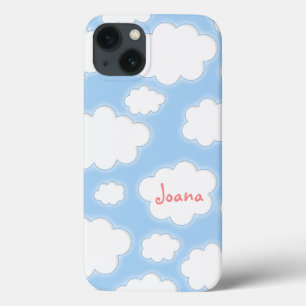 Etui iPhone 13 Cute Clouds Pattern Blue Pink Personalized