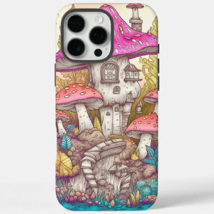 Coque iPhone 16 Pro Max Cute Coloré Mushroom House Art