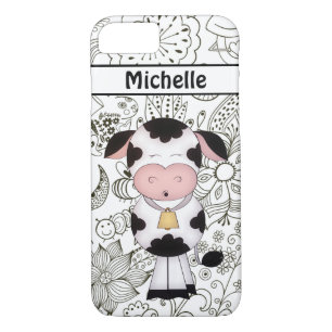 Case-Mate iPhone Case Cute Cow et Jardin personnalisé, noir et blanc