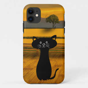 Case-Mate iPhone Case Cute Curieux Chat Noir Avec Arrière - plan Sun Set