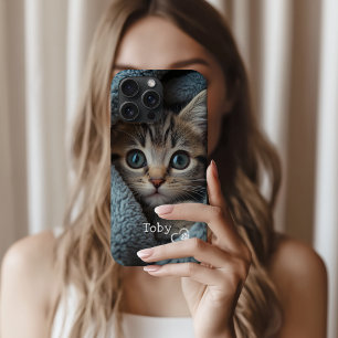 Coque iPhone 16 Pro Max Cute Custom chaton Photo & Nom avec Heart Paw