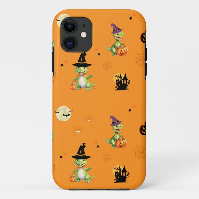 Coques Case-Mate iPhone Cute Dinosaur jouer tour citrouille pour traiter h (Dos)