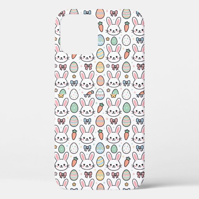 Coques Case-Mate iPhone Cute  Easter Bunny & Eggs Kawaii Pattern iPhones (Verso)