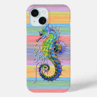 Coque Case-Mate iPhone Cute été Seahorse Watercolor Stripes Motif