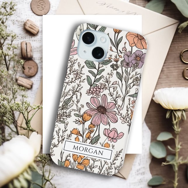 Coques Case-Mate iPhone Cute Fleur sauvage floral Boho personnalisé (Créateur téléchargé)