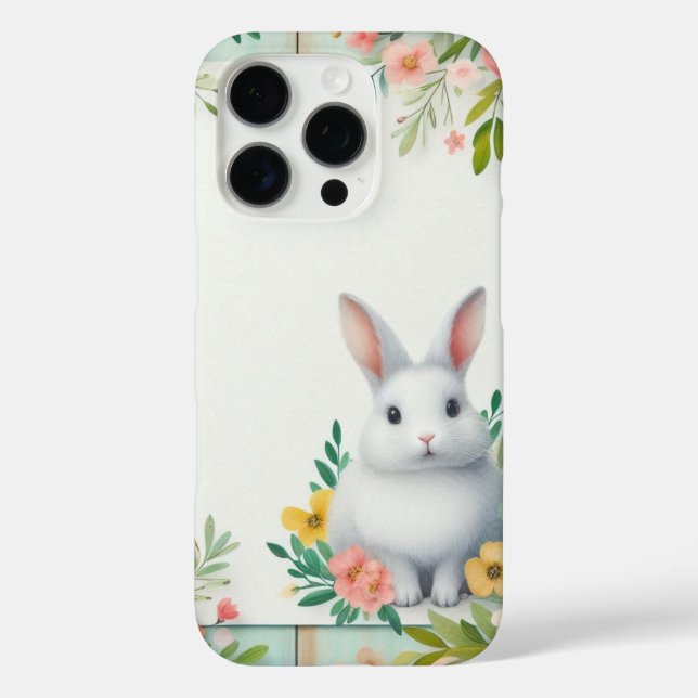 Coques Case-Mate iPhone Cute, floral heureux lapin de Pâques (Verso)