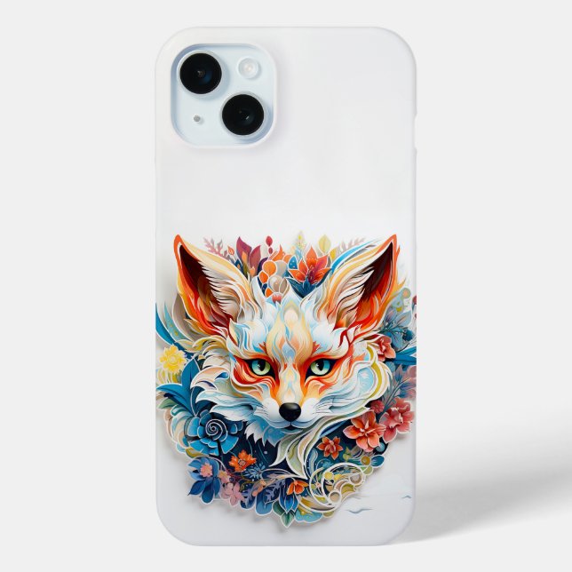 Coques Case-Mate iPhone Cute Fox avec fleurs Papier Coupe (Verso)