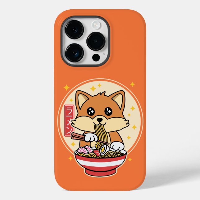 Coques Case-Mate iPhone Cute Fox Manger Ramen Kawaii Japonais Cadeau alime (Verso)