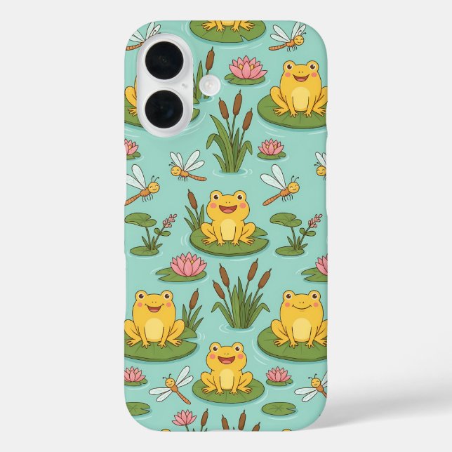 Coques Case-Mate iPhone Cute Frog Pond Pattern (Verso)