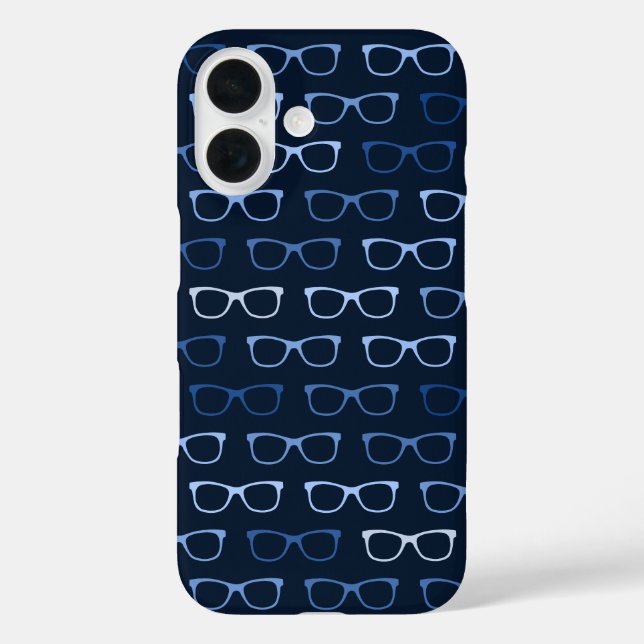 Coques Case-Mate iPhone Cute Geeky Navy Blue Hipster lunettes d'oeil Motif (Verso)
