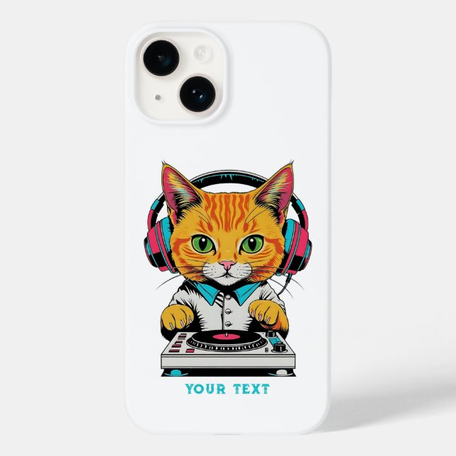 Coques Case-Mate iPhone Cute Ginger Chat DJ Pop Art Design Casques rétro (Verso)