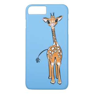 Coque iPhone 8 Plus/7 Plus Cute Giraffe - bleu bébé