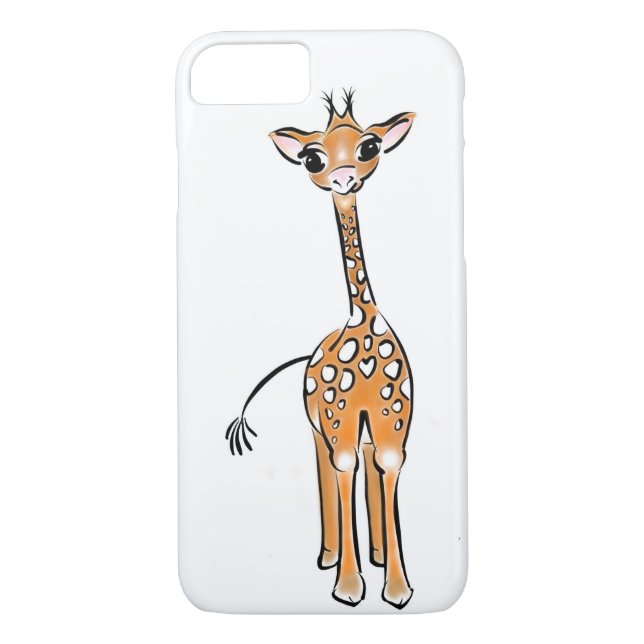 Coques Case-Mate iPhone Cute Giraffe drawing, safari animals (Dos)