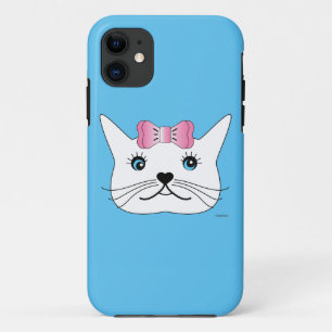 Coque iPhone 11 Cute-Girl-Cat-avec-Pink-Bow