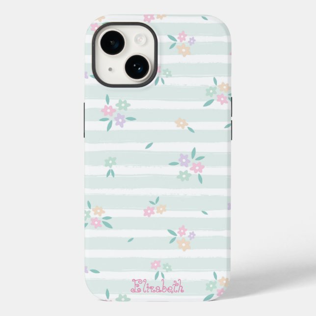 Coques Case-Mate iPhone Cute Girl Floral Hello Spring Nom personnel (Verso)