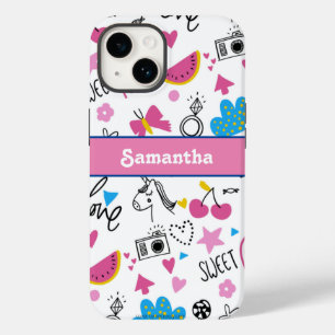 Coque Case-Mate iPhone Cute Girl Fun Unicorn Rainbow Stars Papillons