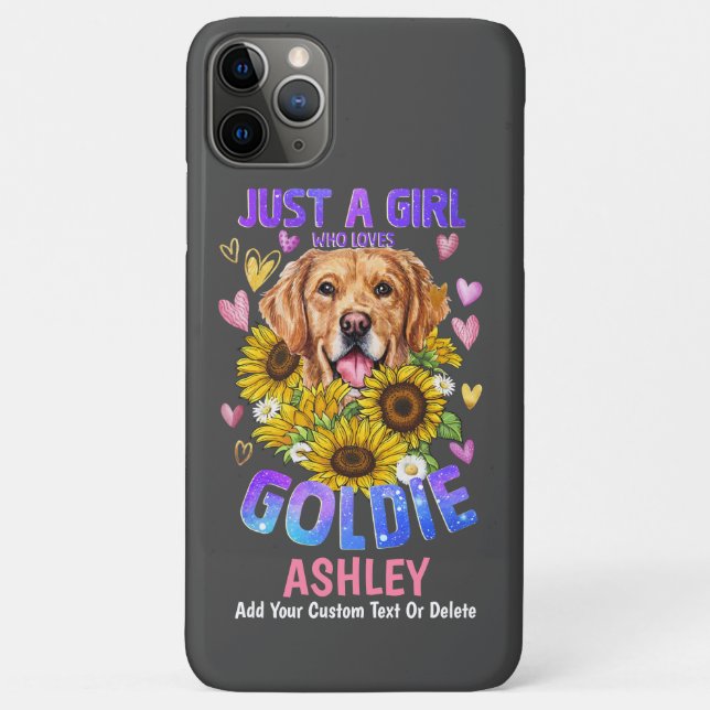 Coques Case-Mate iPhone Cute Girl Loves Golden retriever Sunflower (Dos)