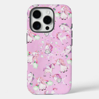 Coque iPhone 16 Pro Cute Girl Rose Unicorn Rainbow Watercolor Coque-Ma