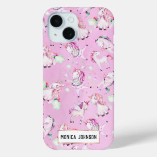 Coque Case-Mate iPhone Cute Girl rose Unicorne Aquarelle arc-en-ciel