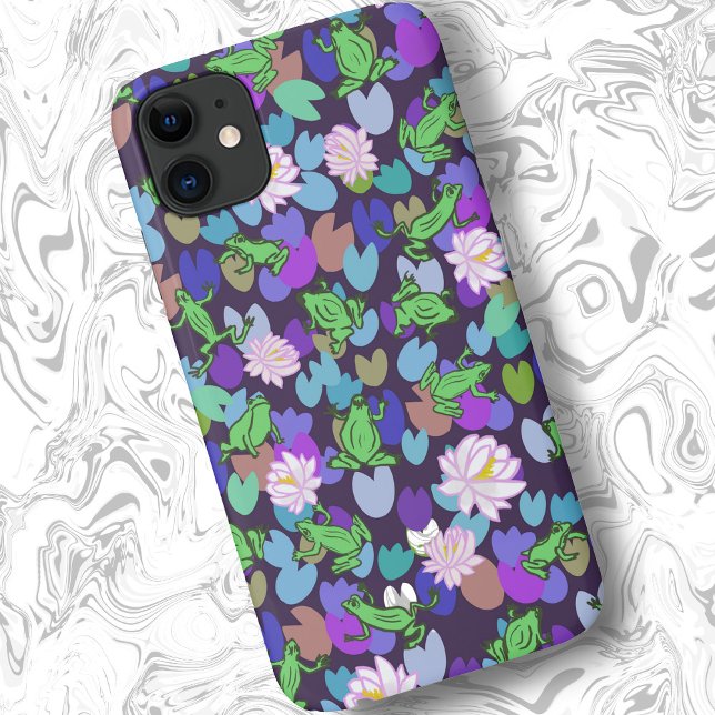 Coques Case-Mate iPhone Cute grenouille art stylisé vert violet (Créateur téléchargé)