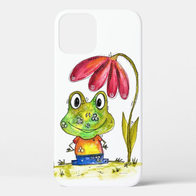 Coques Case-Mate iPhone Cute grenouille blanche Whimsical sous une fleur r (Verso)