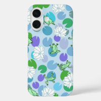 Cute grenouille bleue avec ceinture nénuphar