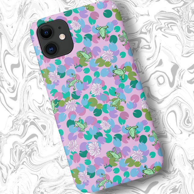 Coques Case-Mate iPhone Cute grenouille rose girly art avec nénuphar (Créateur téléchargé)
