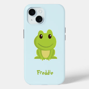 Coque Case-Mate iPhone Cute grenouille verte sur bleu