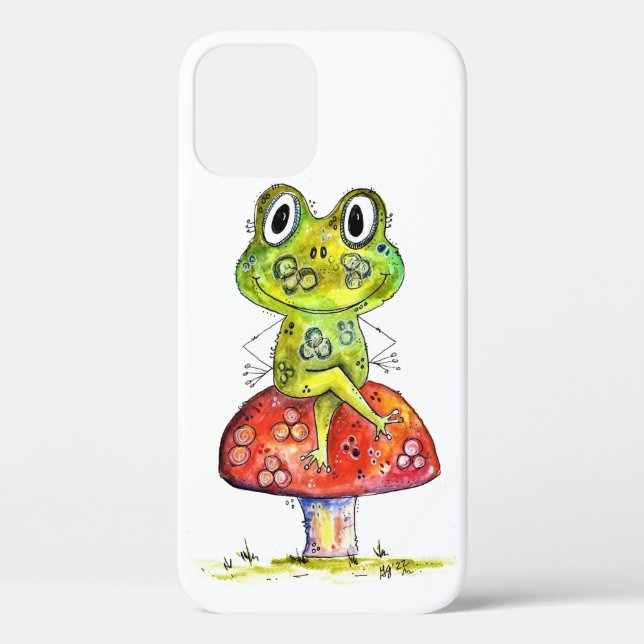 Coques Case-Mate iPhone Cute Grenouille verte Whimsical sur Toadstool (Verso)